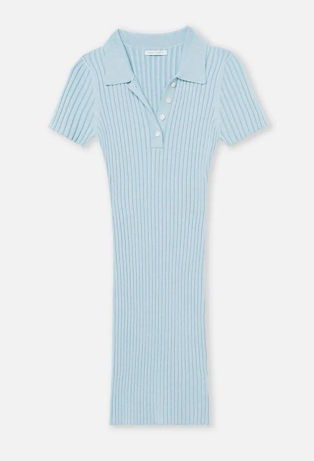 John Elliott Dresses Piper Silk Cotton Rib Polo Dress Sky 8211 Women John Elliott Dresses Piper Silk Cotton Rib Polo Dress Sky 8211 Women