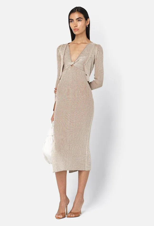 John Elliott Dresses Piper Silk Rib Twist Dress Mocha 8211 Women John Elliott Dresses Piper Silk Rib Twist Dress Mocha 8211 Women