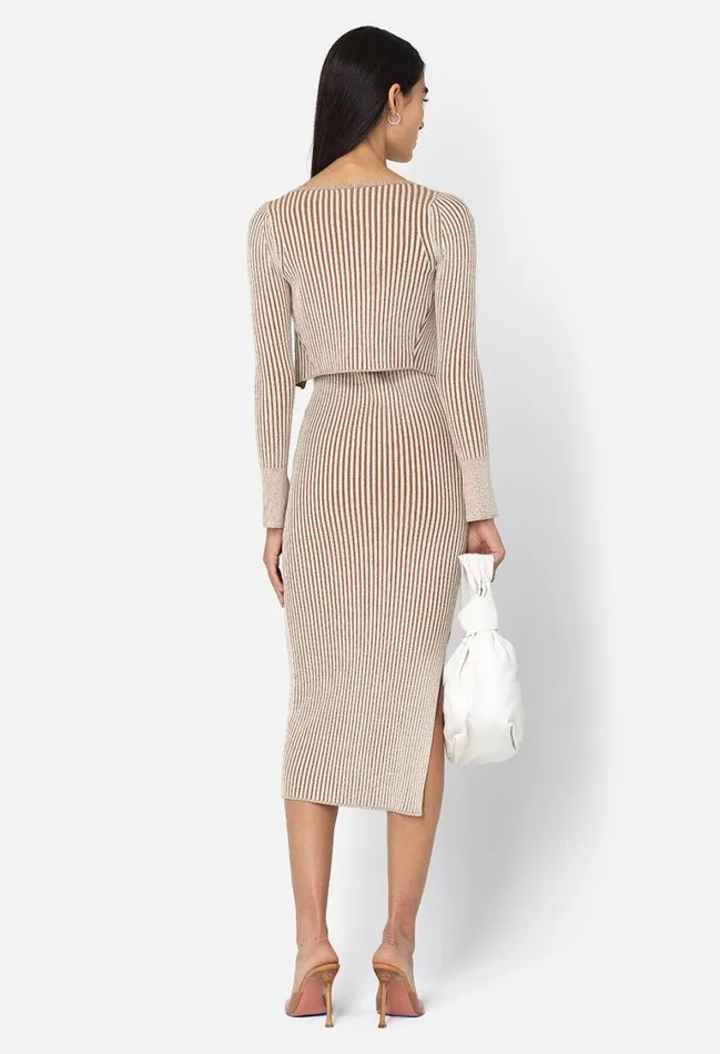 John Elliott Dresses Piper Silk Rib Twist Dress Mocha 8211 Women John Elliott Dresses Piper Silk Rib Twist Dress Mocha 8211 Women