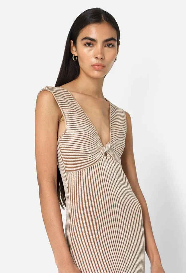 John Elliott Dresses Piper Silk Rib Twist Dress Mocha 8211 Women John Elliott Dresses Piper Silk Rib Twist Dress Mocha 8211 Women