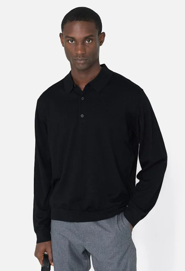 John Elliott Knitwear Cashmere Wool Blend Polo Black 8211 Men John Elliott Knitwear Cashmere Wool Blend Polo Black 8211 Men