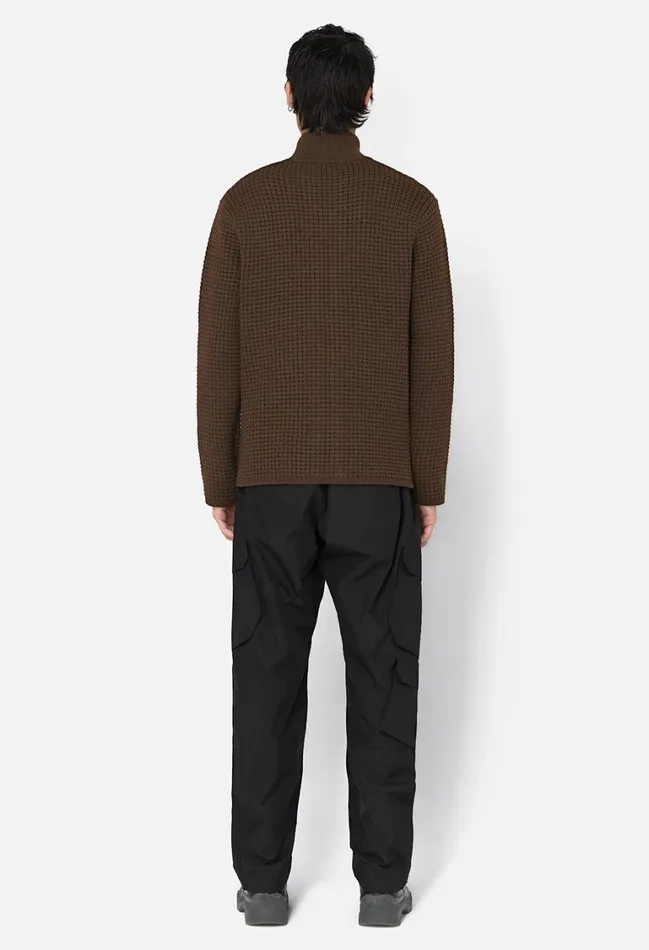 John Elliott Knitwear Wool Waffle Knit FullZip Espresso 8211 Men John Elliott Knitwear Wool Waffle Knit FullZip Espresso 8211 Men