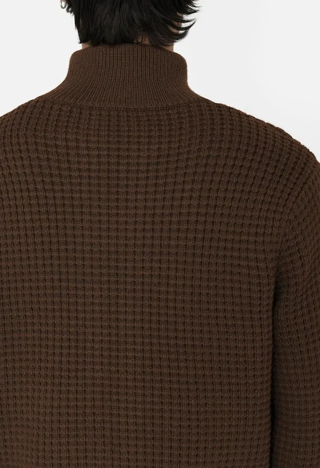 John Elliott Knitwear Wool Waffle Knit FullZip Espresso 8211 Men John Elliott Knitwear Wool Waffle Knit FullZip Espresso 8211 Men