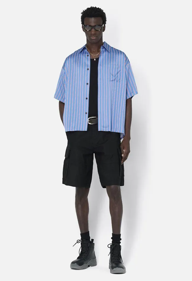 John Elliott Shirts Brushed Silk Button Up Blue X Burgundy 8211 Men
