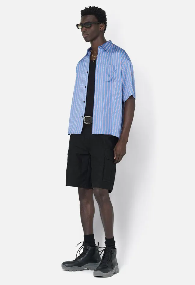 John Elliott Shirts Brushed Silk Button Up Blue X Burgundy 8211 Men