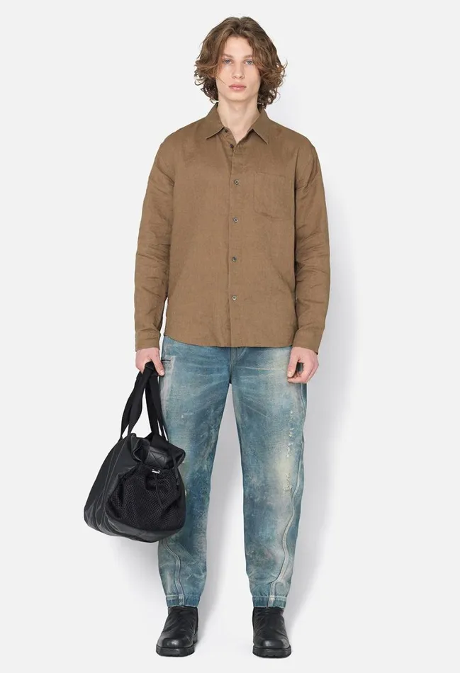 John Elliott Shirts Linen Cloak Button Up Brown 8211 Men John Elliott Shirts Linen Cloak Button Up Brown 8211 Men