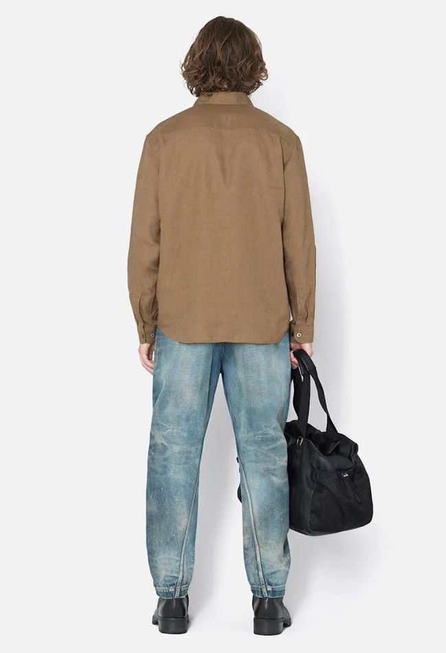 John Elliott Shirts Linen Cloak Button Up Brown 8211 Men John Elliott Shirts Linen Cloak Button Up Brown 8211 Men