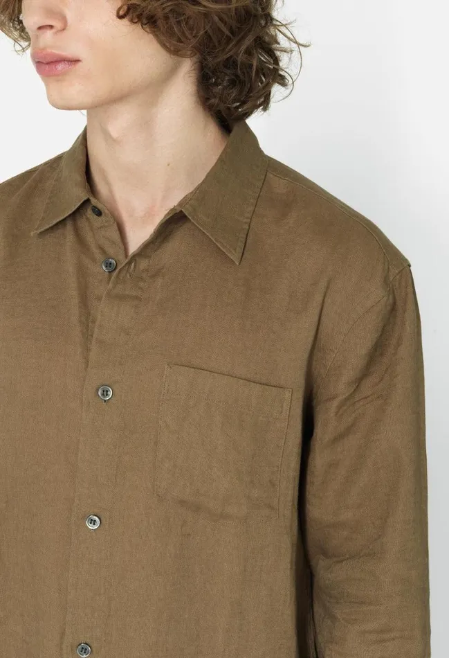 John Elliott Shirts Linen Cloak Button Up Brown 8211 Men John Elliott Shirts Linen Cloak Button Up Brown 8211 Men