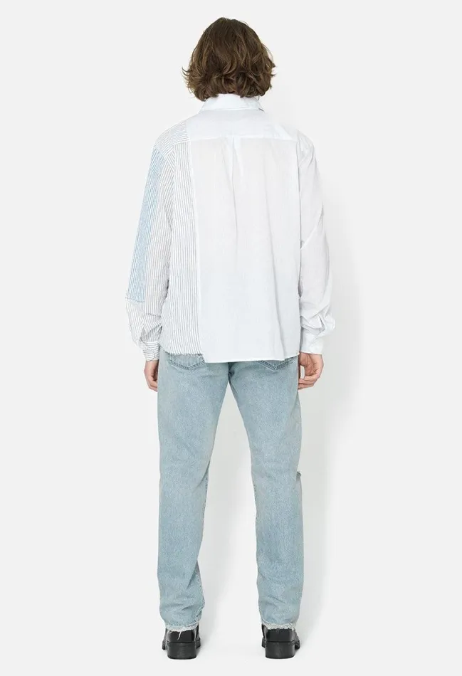 John Elliott Shirts Paneled Button Up Blue X White 8211 Men