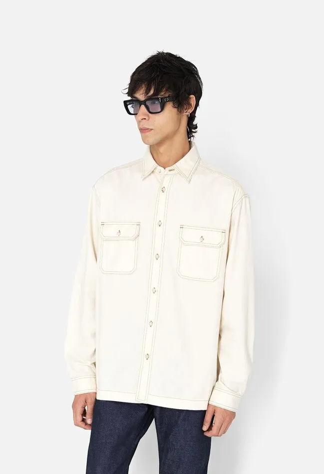 John Elliott Shirts Princeton Work Shirt Natural 8211 Men John Elliott Shirts Princeton Work Shirt Natural 8211 Men