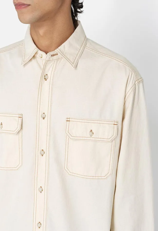 John Elliott Shirts Princeton Work Shirt Natural 8211 Men John Elliott Shirts Princeton Work Shirt Natural 8211 Men