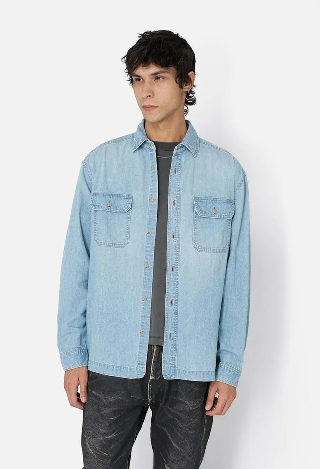 John Elliott Shirts Princeton Work Shirt Washed Indigo 8211 Men John Elliott Shirts Princeton Work Shirt Washed Indigo 8211 Men