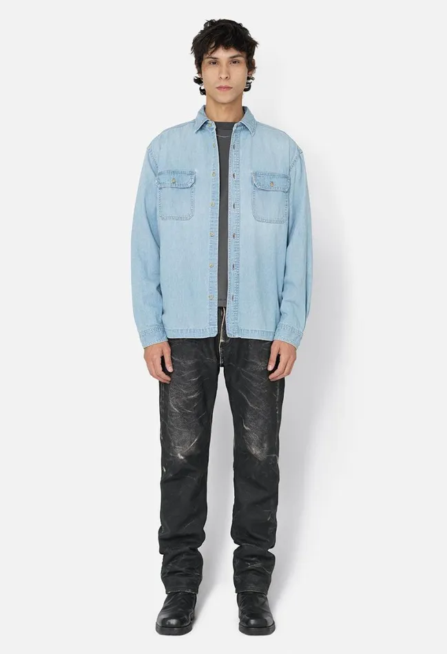 John Elliott Shirts Princeton Work Shirt Washed Indigo 8211 Men John Elliott Shirts Princeton Work Shirt Washed Indigo 8211 Men