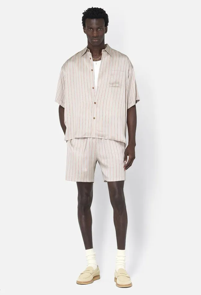John Elliott Shorts Brushed Silk Shorts Tan X Burgundy 8211 Men