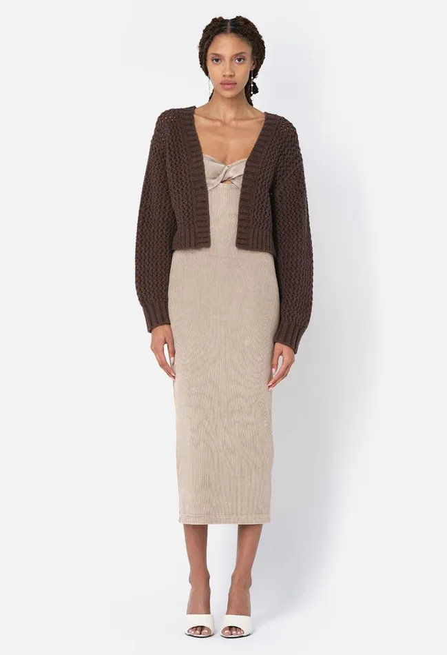 John Elliott Sweaters Foam Boucle Knit Crop Cardigan Chocolate 8211 Women John Elliott Sweaters Foam Boucle Knit Crop Cardigan Chocolate 8211 Women