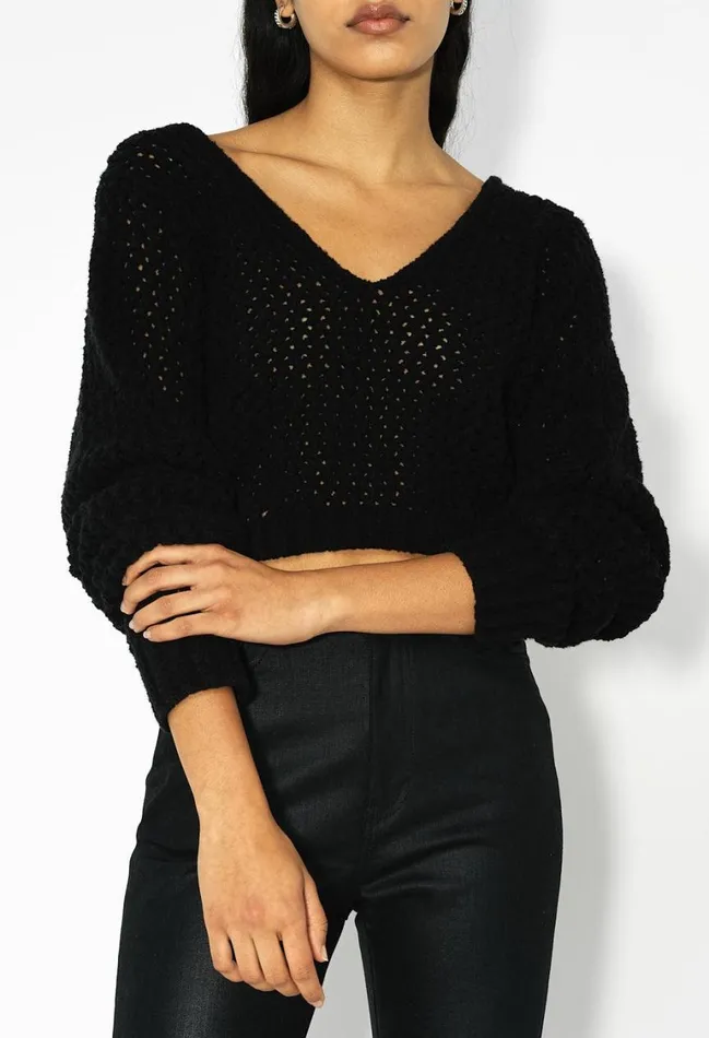 John Elliott Sweaters Foam Boucle Knit Crop Top Black 8211 Women John Elliott Sweaters Foam Boucle Knit Crop Top Black 8211 Women