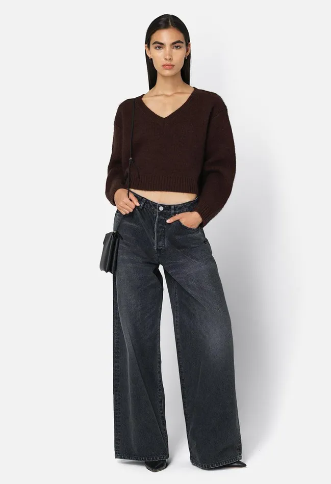 John Elliott Sweaters Foggy Wool V Neck Sweater Americano 8211 Women