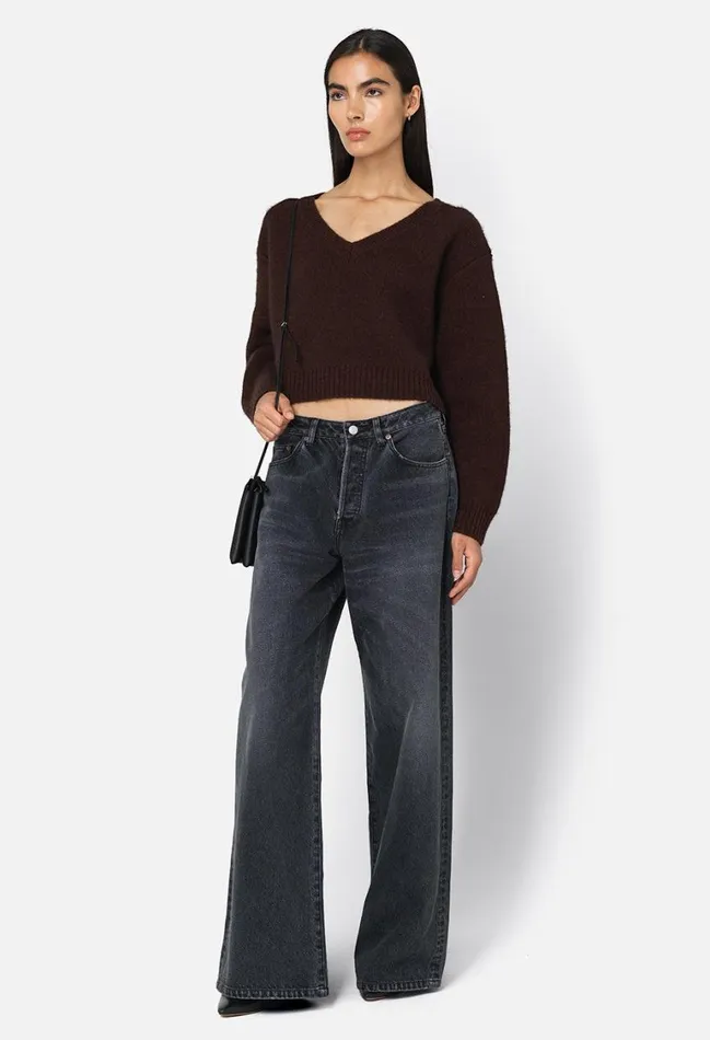 John Elliott Sweaters Foggy Wool V Neck Sweater Americano 8211 Women