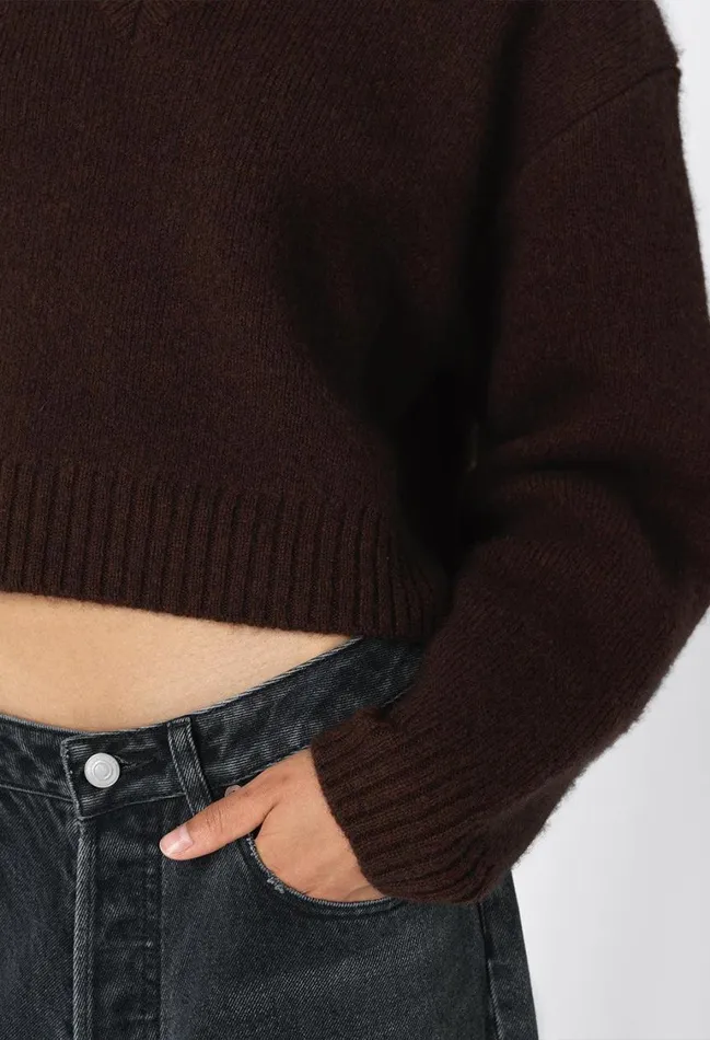 John Elliott Sweaters Foggy Wool V Neck Sweater Americano 8211 Women