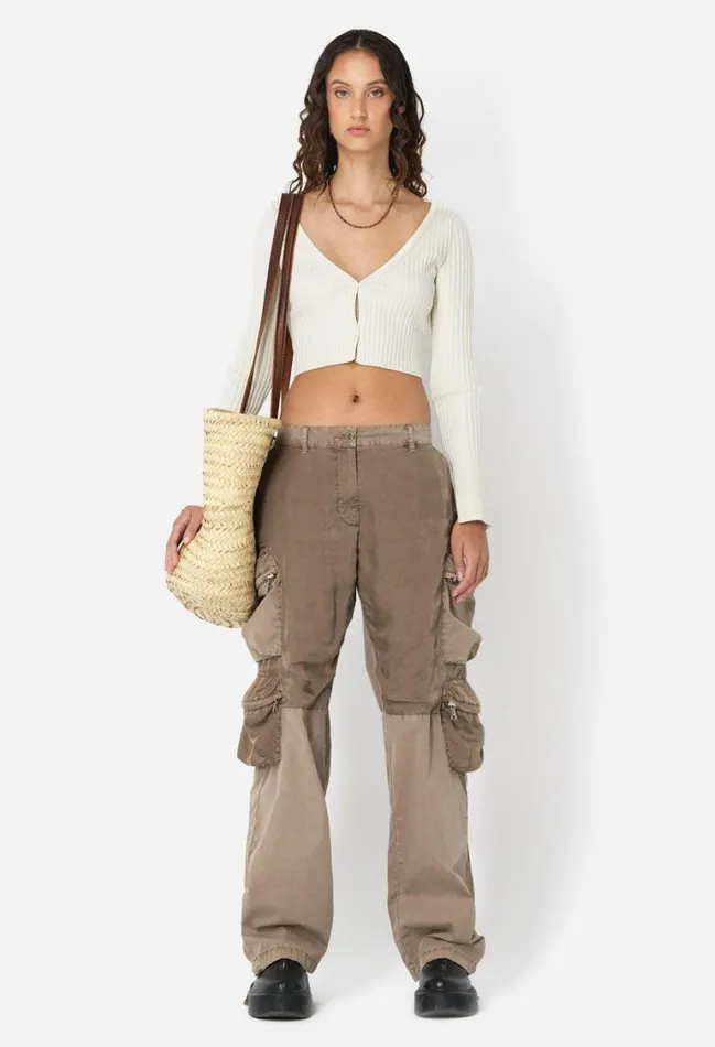 John Elliott Sweaters Piper Silk Rib Cropped Cardigan Ivory 8211 Women John Elliott Sweaters Piper Silk Rib Cropped Cardigan Ivory 8211 Women