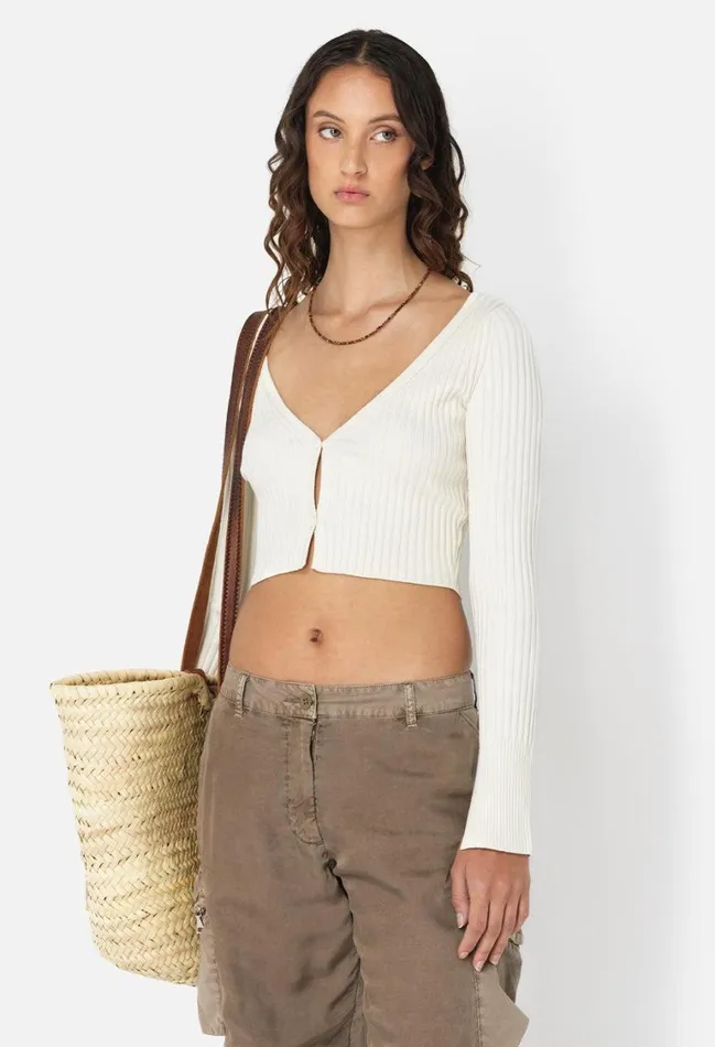 John Elliott Sweaters Piper Silk Rib Cropped Cardigan Ivory 8211 Women John Elliott Sweaters Piper Silk Rib Cropped Cardigan Ivory 8211 Women