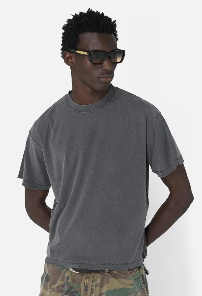 John Elliott Tees Folsom Reversed Cropped Tee Vintage Black 8211 Men John Elliott Tees Folsom Reversed Cropped Tee Vintage Black 8211 Men