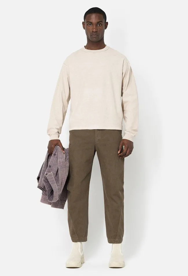 John Elliott Tees Reversed Cropped Ls Tee Washed Dust 8211 Men John Elliott Tees Reversed Cropped Ls Tee Washed Dust 8211 Men