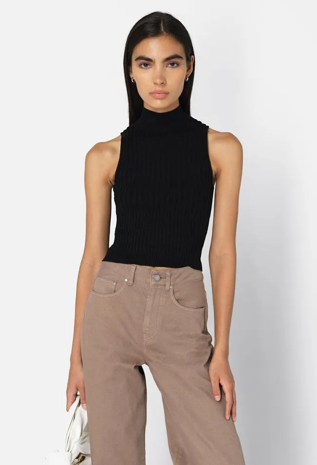 John Elliott Tops Piper Silk Rib Mock Neck Top Black 8211 Women John Elliott Tops Piper Silk Rib Mock Neck Top Black 8211 Women