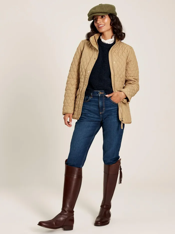 Joules Allendale 8211 Brown Showerproof Diamond Quilted Jacket Women Coats and Jackets