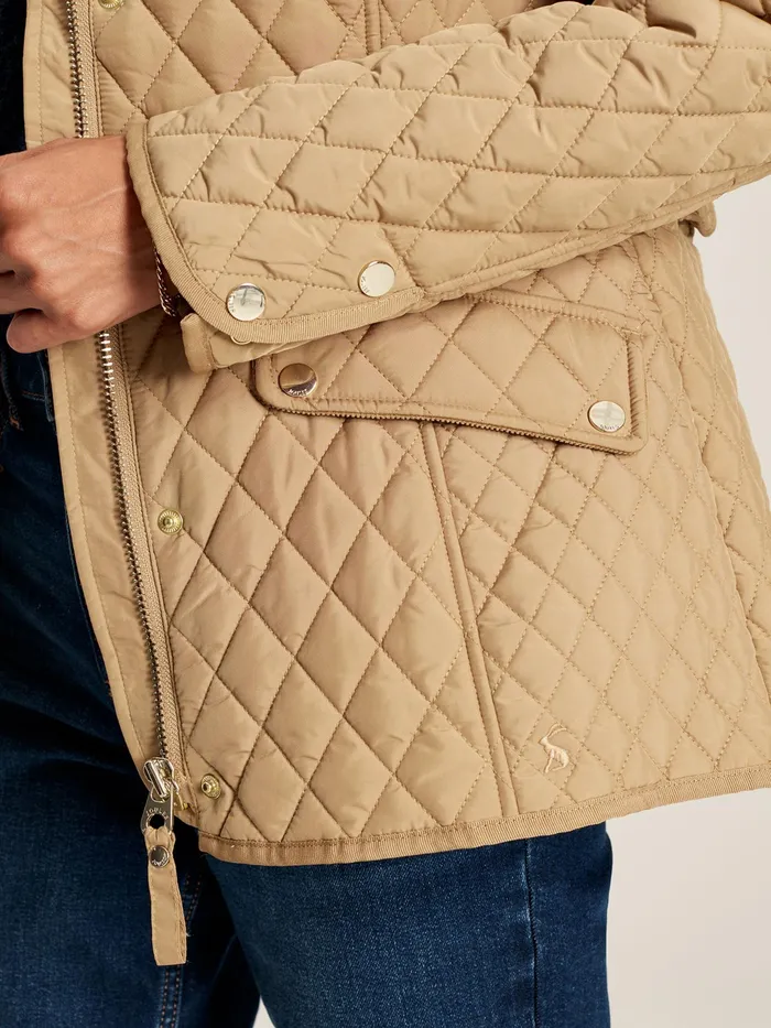 Joules Allendale 8211 Brown Showerproof Diamond Quilted Jacket Women Coats and Jackets