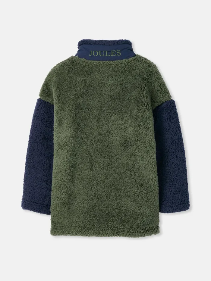 Joules Always Cosy 8211 GreenNavy Blue Half Zip Fleece Boys Coats and Jackets