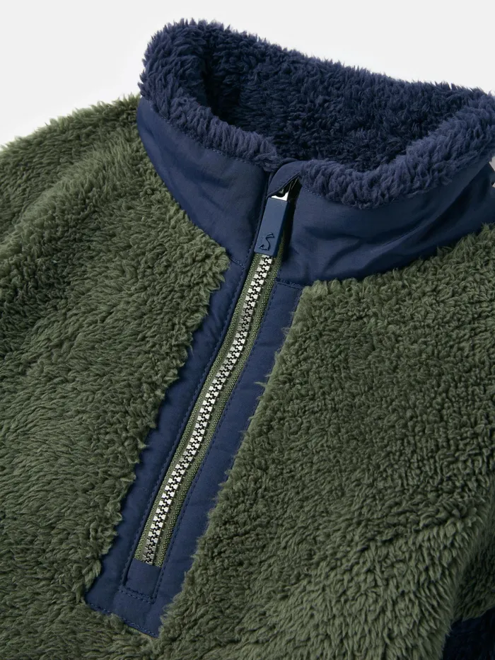 Joules Always Cosy 8211 GreenNavy Blue Half Zip Fleece Boys Coats and Jackets