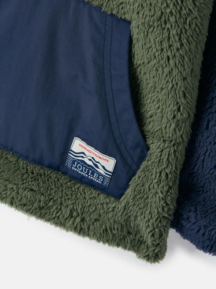 Joules Always Cosy 8211 GreenNavy Blue Half Zip Fleece Boys Coats and Jackets