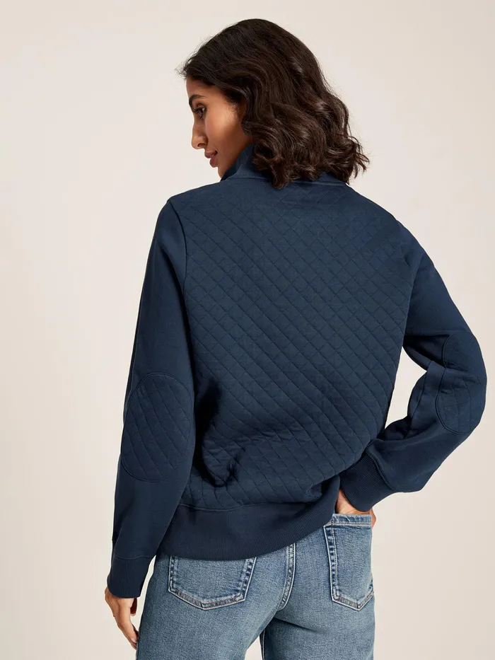 Joules Anisa 8211 Navy Blue Quilted Zip Sweat Top Women Sweatshirts and Hoodies