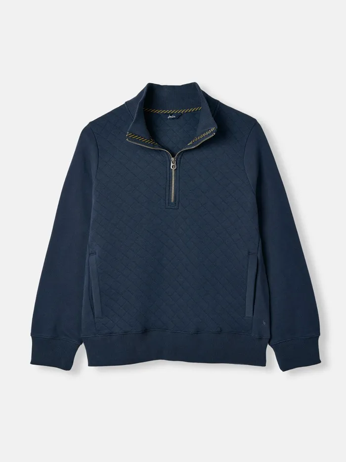 Joules Anisa 8211 Navy Blue Quilted Zip Sweat Top Women Sweatshirts and Hoodies