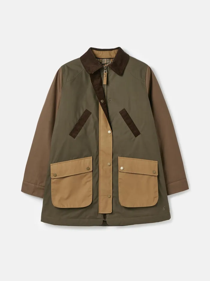 Joules Banbury 8211 BrownKhaki Showerproof Quilted Wax Jacket Women Raincoats