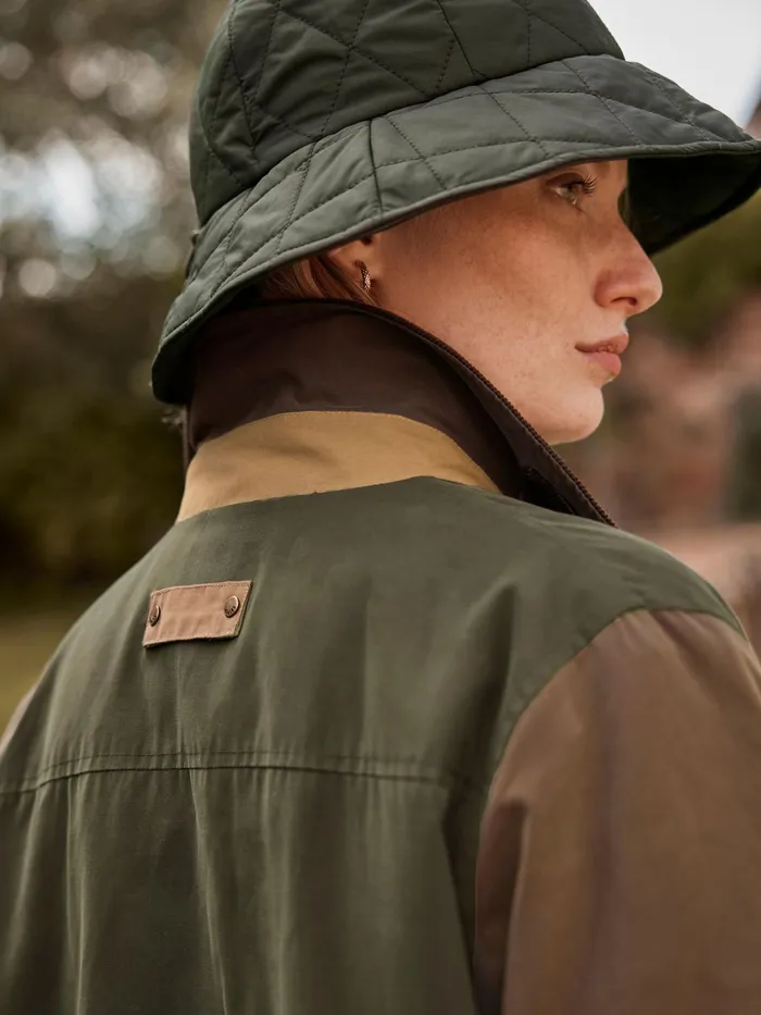 Joules Banbury 8211 BrownKhaki Showerproof Quilted Wax Jacket Women Raincoats