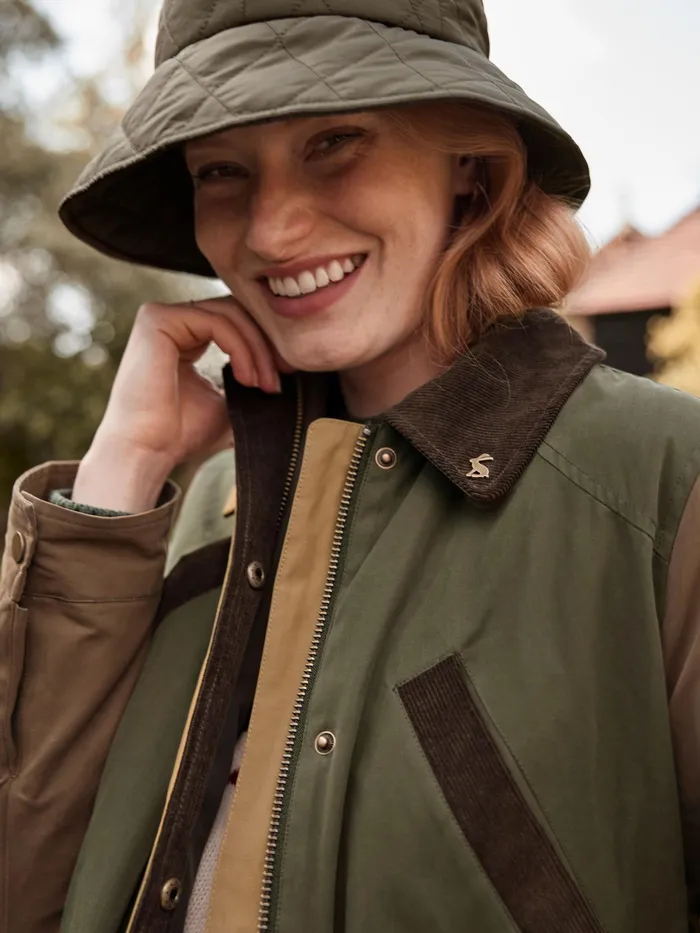 Joules Banbury 8211 BrownKhaki Showerproof Quilted Wax Jacket Women Raincoats