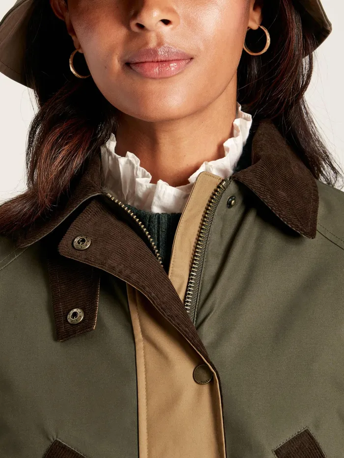 Joules Banbury 8211 BrownKhaki Showerproof Quilted Wax Jacket Women Raincoats