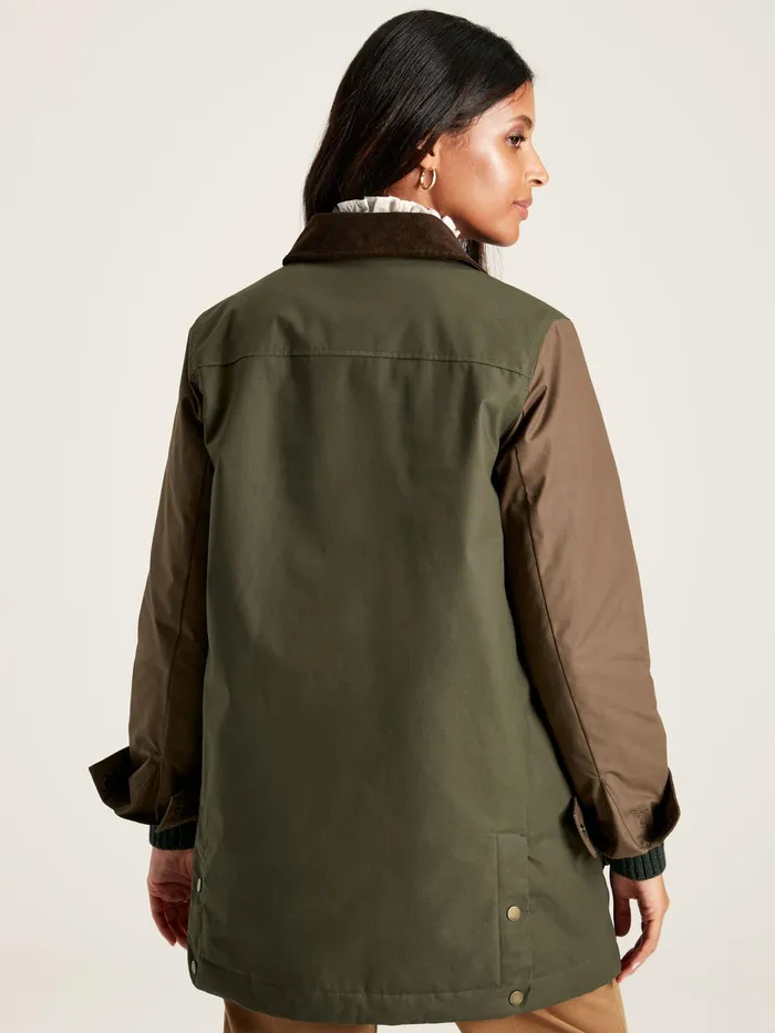 Joules Banbury 8211 BrownKhaki Showerproof Quilted Wax Jacket Women Raincoats