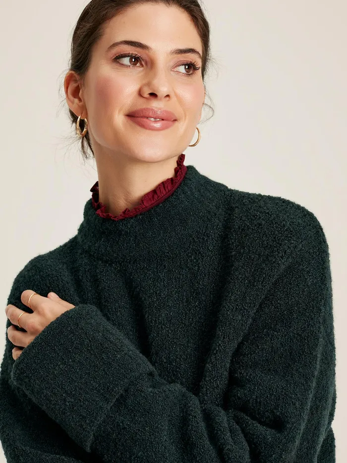 Joules Bea 8211 Dark Green Boucl Knit Jumper Women Knitwear