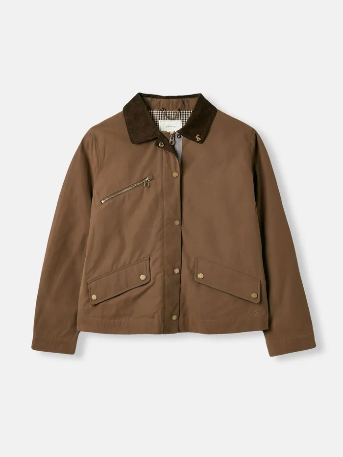 Joules Belfield 8211 Brown Shower Resistant Dry Wax Jacket Women Coats and Jackets