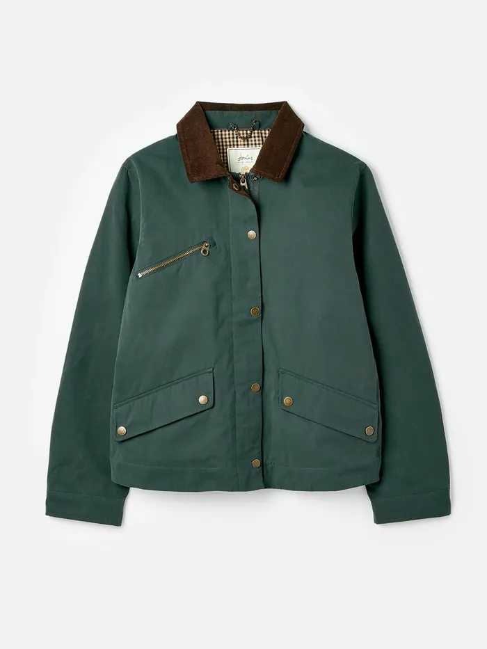 Joules Belfield 8211 Teal Blue Shower Resistant Dry Wax Jacket Women Coats and Jackets
