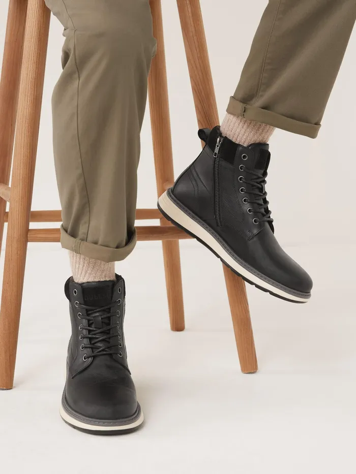 Joules Black Leather Boots Men Boots
