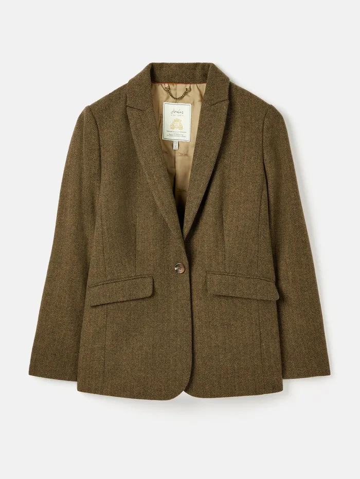 Joules Bramble 8211 Brown Tweed Blazer Women Coats and Jackets
