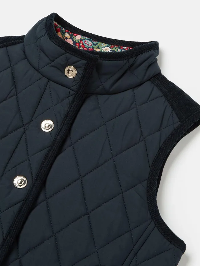 Joules Bridgefield 8211 Navy Blue Quilted Gilet Girls Coats and Jackets