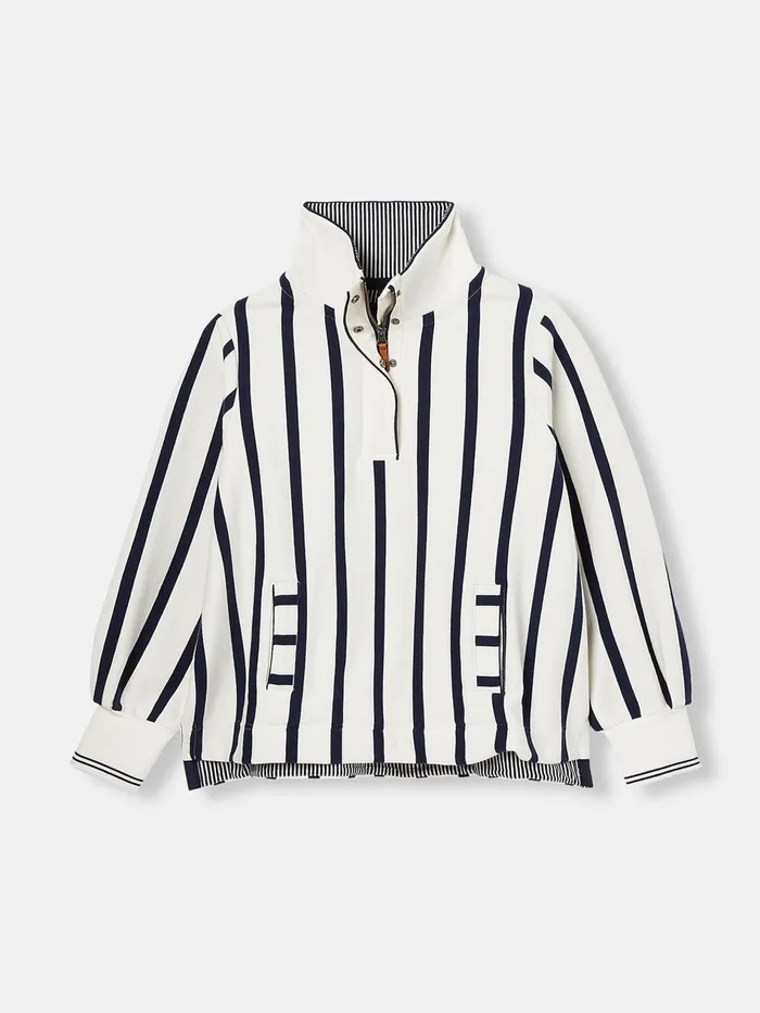 Joules Burnham 8211 CreamNavy Jersey Relaxed Fit Sweatshirt Women Sweatshirts and Hoodies