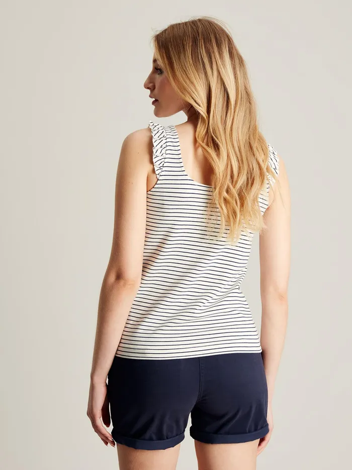 Joules Claire 8211 Cream Striped Frilled Vest Women Tops