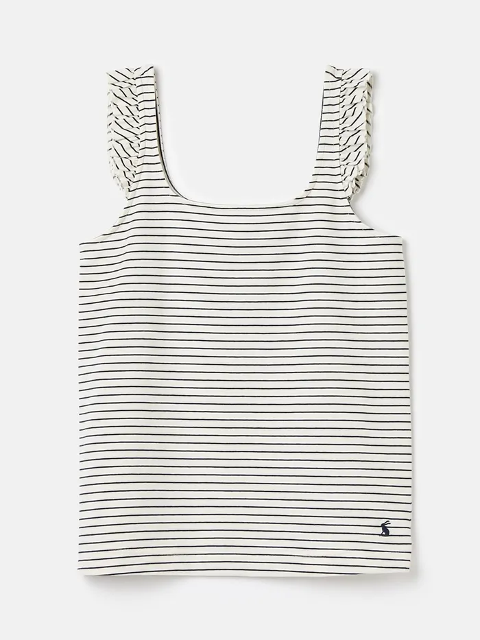 Joules Claire 8211 Cream Striped Frilled Vest Women Tops