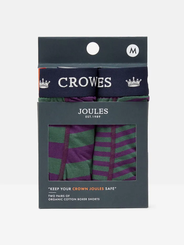 Joules Crown Joules 8211 Green Purple Stripe Underwear 2 Pack Men Underwear